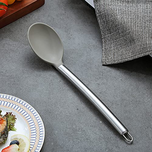 Berglander Cooking Spoon, Non-stick Silicone Solid Serving, Basting Spoon For Cooking, Kitchen Dishwasher Safe, Easy to Clean - style: c. Solid Spoon