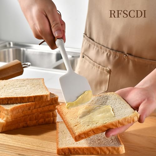 White Silicone Cooking Utensils Set, Kitchen Utensils Set 7 Pcs for cooking, Non-Toxic Spatula Set with Heat Resistant Wood Handles for Nonstick Cookware, (Cream White) - color: Cream White