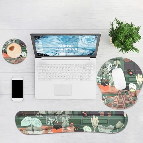 Ergonomic Mouse Pad with Wrist Rest and Keyboard Wrist Rest, Mousepad - color: Cute Cat