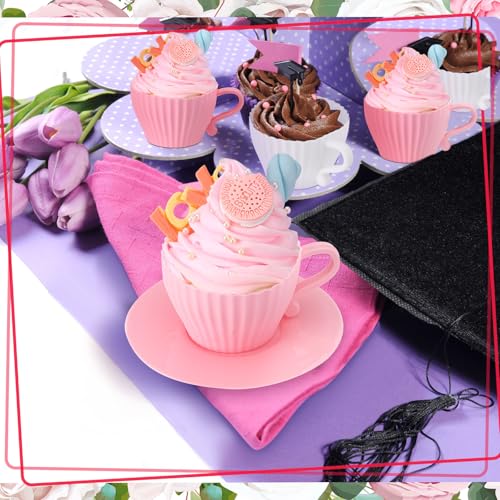 Vesici 24 Pcs Silicone Teacup Cupcake Molds, Reusable Baking Liners