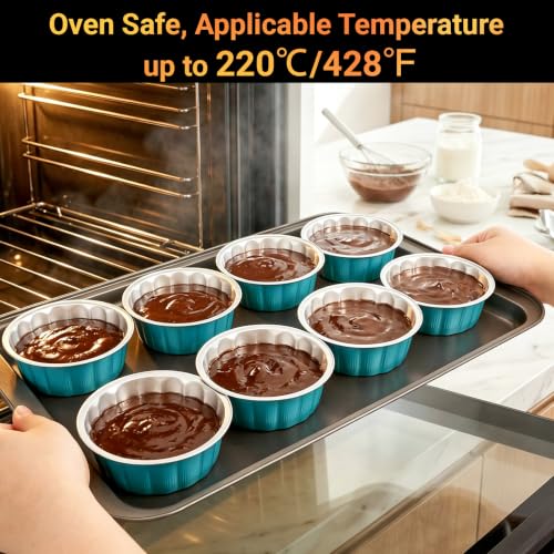 Beasea 8oz Disposable Ramekins, 100 Pack Blue Green Baking Cups Only - color: Blue Green