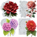 Flower Silicone Mold Rose Hydrangea Flower Fondant Molds Set of 4 - color: Style L