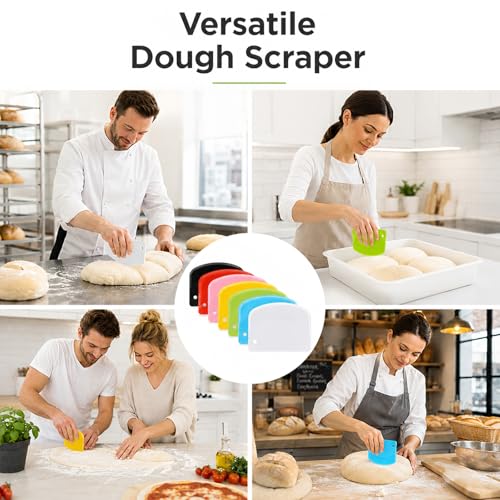 7PCS Dough Scraper, Plastic Bench Scraper