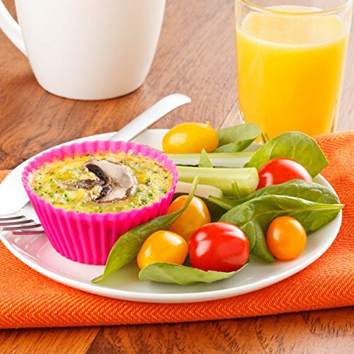 Silicone Cupcake Liners Baking Cups Non-Stick Jumbo Reusable Muffin Molds Bento Bundle Lunch Box Dividers (30-Pack) - style: 30 Pack Cupcake Liners