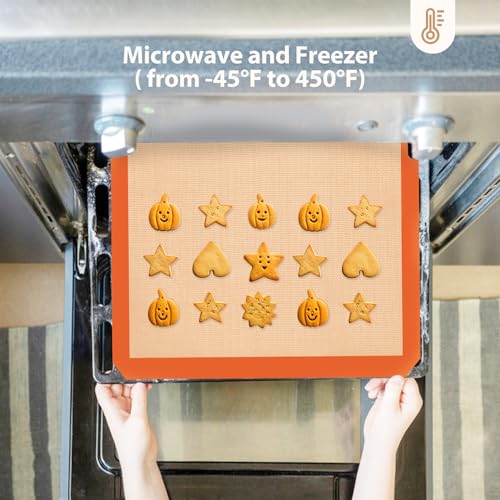 Silicone Baking Mat, Reusable Silicone Oven Baking Sheet - color: Orange