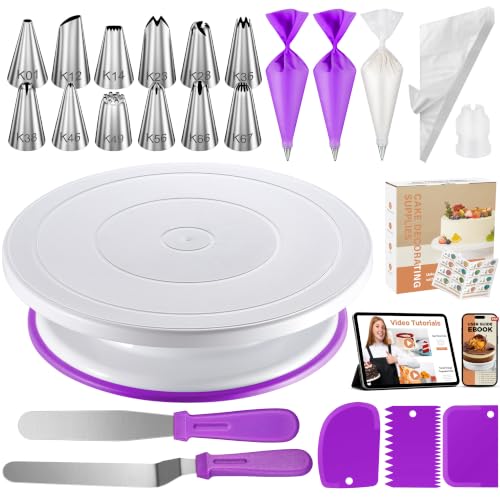 Kootek 71 Cake Decorating Kit Baking Supplies Tools for Beginners & Pros - color: Purple