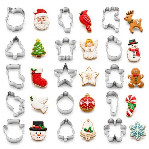 Mini Christmas Cookie Cutters, Metal Holiday Shapes, 15-Piece Set - style: mini christmas cookie cutter set