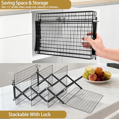 4-Tier Stackable Cooling Rack for Baking, Collapsible Wire Cookie Rack with Adjustable Heights, Non-Stick Roasting & Drying Rack for Cupcakes, Pies and Pastries, Space-Saving Kitchen Essential - size: 4 Tiers