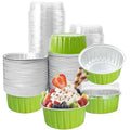 100Pcs Aluminum Cups with Lids,5oz Disposable Ramekin Baking Cups Muffin Liners Mini Pie Pans Foil Cupcake Containers for Christmas Party Wedding Party,Grass Green - color: Grass Green