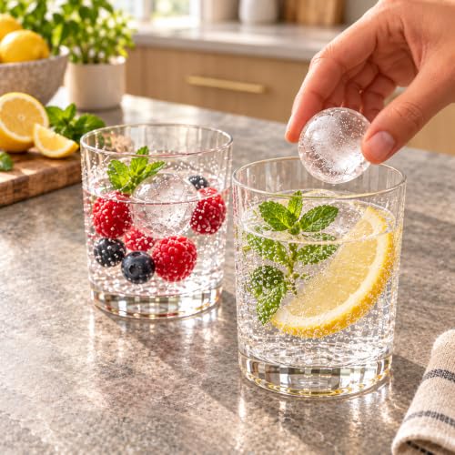 HIC Kitchen Cannonball Silicone Ice Cube Tray, Non-Stick, Large Spheres - size: 10 Large Ice Balls