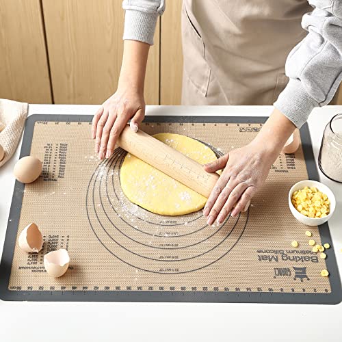 GUANCI Silicone Baking Mat Set of 6, Includes 25"x17.5" Large, 2 Medium 16.5"x11.6", 2 Small 11.75"x8.25", 9" Round, All Mats 0.70mm Thick, Non-Stick Reusable Baking Mats for Pizza, Cookie, Bread - color: H-6Grey