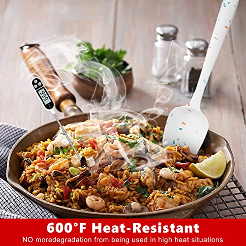 Heat Resistant Silicone Spatulas Set 6pcs, Seamless Design Non-Stick Mixing Spatulas with Stainless Steel Core, Premium BPA-Free Rubber Spatula Baking Cooking Utensile for Home Kitchen BBQ (white) - color: White
