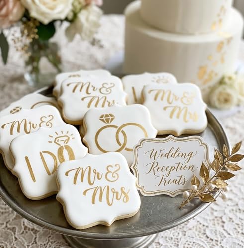 16Pcs 4x4Inches Wedding/Engagement Cookie Stencils, Love/Bride to Be/Miss to Mrs/I Do Stencil for Baking, Royal Icing, Sugar Cookie, Bridal Shower Decor, Cards Decorating Tools & Personalized Gifts