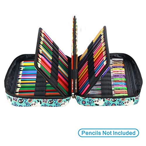 YOUSHARES Colored Pencil Case 220 Slots Pen Case Organizer With Handy Wrap & Zipper, Multilayer Holder for Prismacolor Colored Pencils & Gel Pen (Panda) - color: Panda
