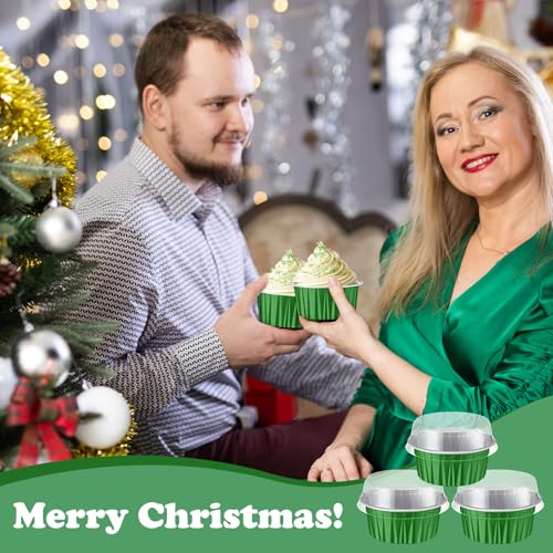 Gejoy 400 Pcs Aluminum Foil Baking Cups with Lids, Classic, Dark Green - color: Dark Green, size: Classic