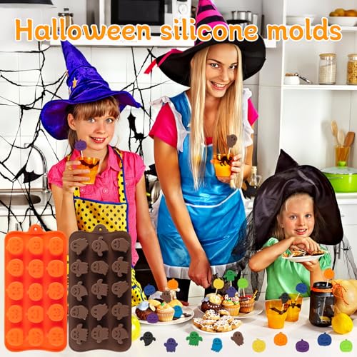 4pcs Halloween Candy Molds Ghost Chocolate Mold Mini Pumpkin Baking Molds - color: C