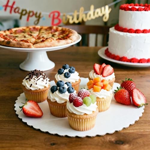 10 Inch Round White Scalloped Cake Boards 30 Packs