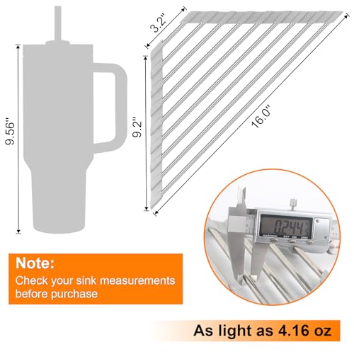 Corner Sink Caddy Triangle Dish Drying Rack for Sink Corner, Sponge Holder Roll Up Dish Drying Rack Over The Sink, Stainless Steel Kitchen Sink Organizer Drainer Mat Sponge Caddy for Counter Storage - color: Gray