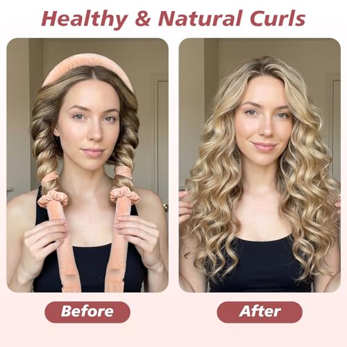 Velvet Heatless Curls Overnight Hair Curlers to Sleep In - color: Pink