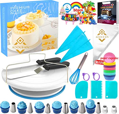 Cake Decorating Supplies 211PC,Baking Utensils Set and Bakery Tools Kit, Baking Accessories,Baking Set for Adults,Baking Stuff,Cake Spinner Turntable,Baking Essentials For Beginners - color: 211PC
