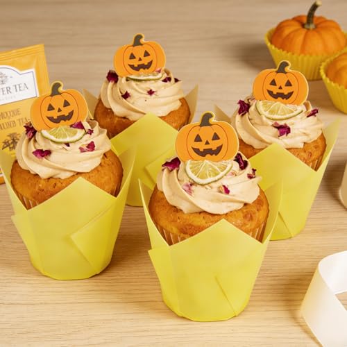 250Pcs Tulip Cupcake Liners,Parchment Paper Cupcake Liner in Standard Size - color: Yellow