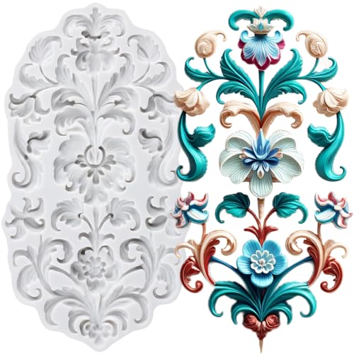 Baroque Style Fondant Mold Scroll Flower Lace Silicone Molds - color: Style ZN