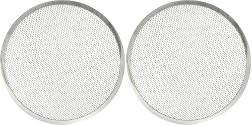 American Metalcraft 18708 Pizza Screen, 8.05" Length, 8.05" Width, Silver (Pack of 2) - size: 8-inch diameter (Pack of 2), style: Pizza pan