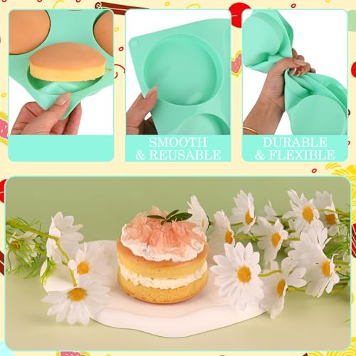 3Pcs Silicone Muffin Top Pan, 4Inch Round Molds for Baking