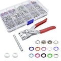 200 Sets Metal Snaps Fasteners Kit 9.5mm 10 Colors Metal Prong Ring Button with Fastener Pliers Press Tool for Sewing and Crafting