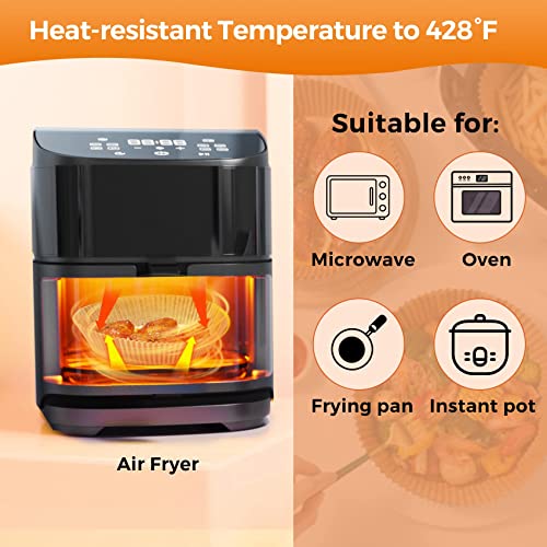 Air Fryer Liners Disposable, 100Pcs Parchment Paper 6.5" Round for 3-5QT - size: 6.5"Round