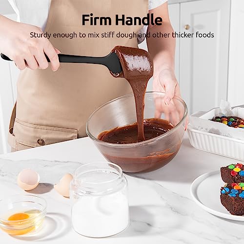 U-Taste Silicone Spatula Set, 600ºF High Heat Resistant, 3-Pcs, Black - color: Black