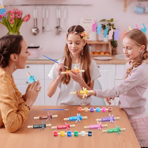 DoubleFill 30 Pack Mini Rolling Pin for Crafts, 5 Inch Wooden Rollers