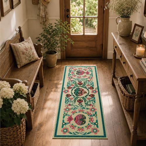 Pomegranate Runner Rug 2x6 Washable Accent Rug - color: Pomegranate 02, size: 2' x 6' (Rectangular)