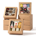 20 Pack 6x6x2.5 Inch Brown Pastries Boxes with Window for Cookie, Cake, Macaron, Pie, Bath Bombs,Chocolate Covered Strawberries & More - color: Brown
