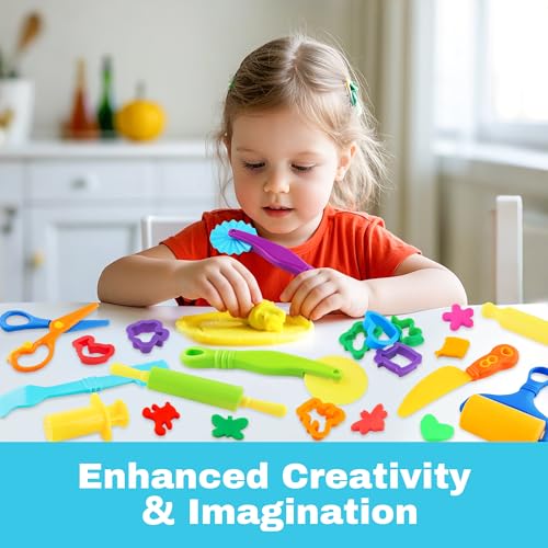 Dough Tools 21pcs Dough Tools Play for Kids Clay Accessories with Rolling Pins,Cutters,Roller,Safety Scissors,Plastic Knife - color: Aninals