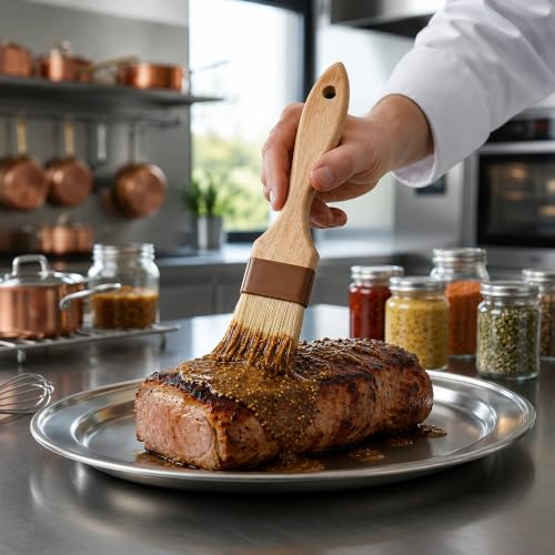 Restaurantware-Pastry Tek 1 Boar Bristles Pastry Brush, 2 Inches Buttering Tool – Hardwood Handle, Built-In Hanging Hole, Wood Basting Applicator, Sturdy Ferrule, For Glazing And Basting - size: 8 3/4"