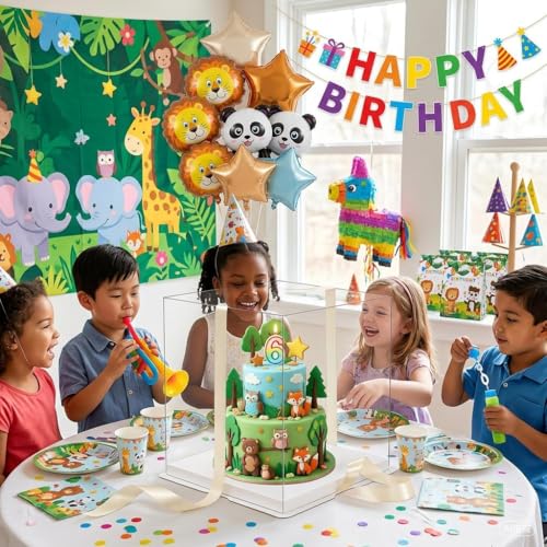 14x14x12 Clear PET Cake Boxes 30 Bulk Pack with Food-Grade Base & 6 Rolls Just For You Satin Ribbon, Wholesale Extra Tall Carrier for Bakeries, Large Multi-Tier Wedding Cakes & Gift Packaging - size: 14 inch