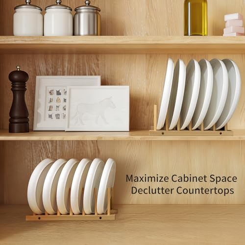 DEBETOOL 2-Pack Wooden Dish Rack Holder, Space Saving