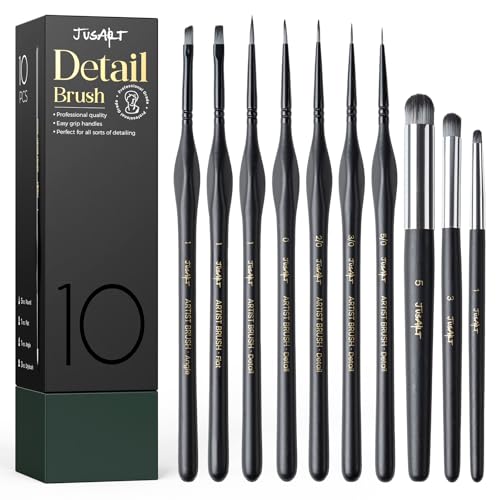 10 Pcs Fine Paint Brushes for Detail, Set with Case Holder