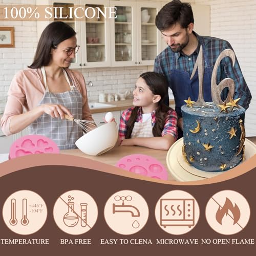Gems Heart Fondant Molds Silicone, 4 Pakcs Sphere Round Cake Pop Mold for Cupcake Toppers Candy Clay Gem Tools for Birthday Wedding Party - color: 4Packs Gems Silicone Molds