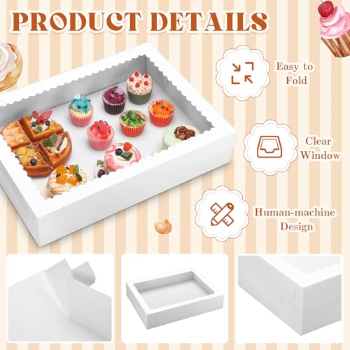 Sinload 1/4 Sheet Cake Box with Window and Board, White, 14x10x4 Inch - color: White, size: 14x10x4 Inch