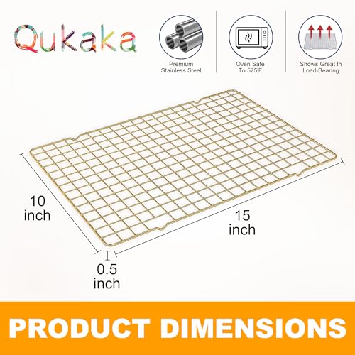 2 PCS Cooling Racks for Cooking and Baking, 10" x 15", Gold - color: Gold, size: 10‘’x15‘’-2PC