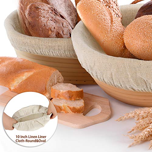 Tatuo 6 Pack Banneton Bread Proofing Cloth Liner, 10" Oval, 9" Round