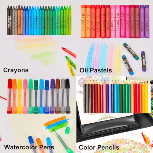 KINSPORY Art Set for Kids, 290 Pack Double-Side Easel Drawing Kits - Black - color: Black
