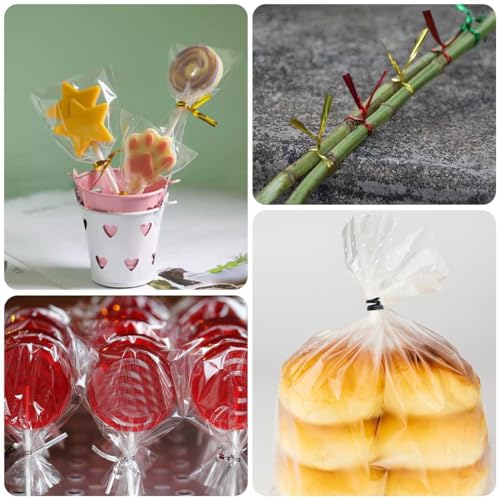 700 Pcs Bags Twist Tie Bread Ties for Party Twist Ties for Bag Metallic Twist Ties for Candy Bags Coffee Bags Plastic Bags Bread Bags Treat Bags Cake Pops Gift Wrapping Bags Foil Twist Ties (7 Colors)