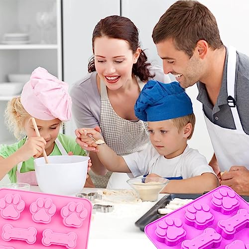 Paw Print Mold Dog Treat Mold Bone Silicone Molds 3 Pcs Dog Treat Molds for Baking Dogs Paw Puppy Treat Ice Cube Trays Cookies Chocolate Candies - color: A