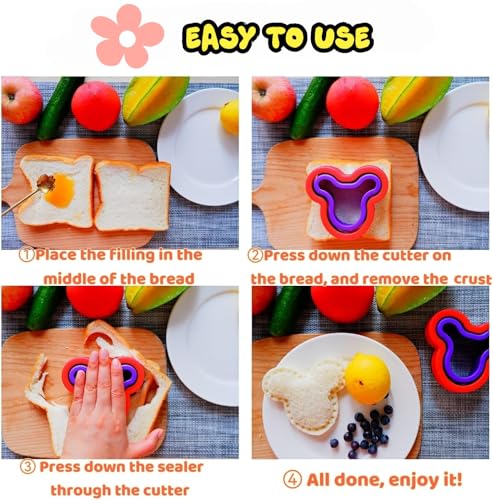 Uncrustable Sandwich Cutter, Crustless Sandwich Cutter and Sealer Set - color: 6Shapes