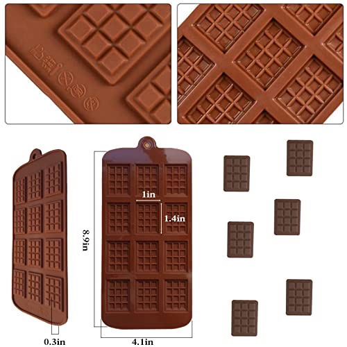 2 Pieces Silicone Break Apart Chocolate Moulds,Silicone Square Mold,Non-Stick Candy Chocolate Bar Mold,Reusable Candy Protein Silicone Chocolate Mold - color: 2 Pieces