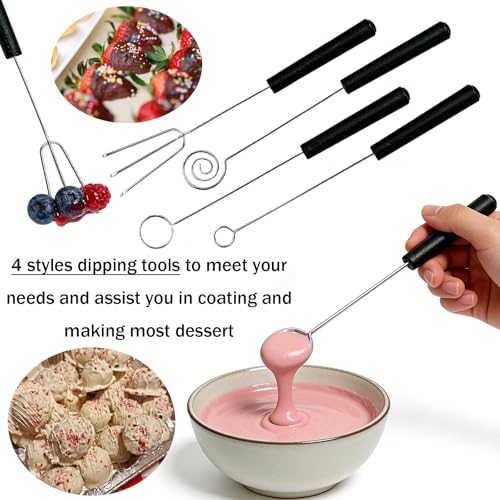 4 Candy Chocolate Dipping Fork + 2 Culinary Drawing Decorating Spoon Set - size: 4 Chocolate Dipping Tools+2 Decorating Spoon