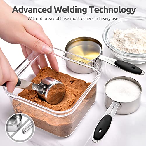 U-Taste Measuring Cups Spoons Set, 18/8 Stainless Steel, 12Pcs, Black - color: Black